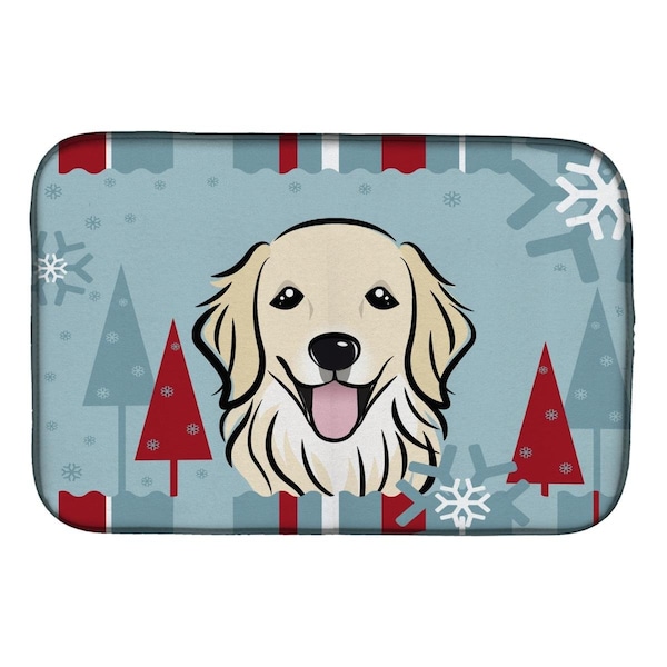 Carolines Treasures Winter Holiday Golden Retriever Dish Drying Mat - BB1701DDM