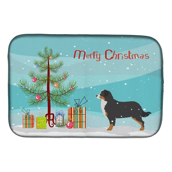 Carolines Treasures Bernese Mountain Dog Merry Christmas Tree Dish Drying Mat - BB2937DDM