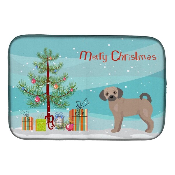 Carolines Treasures Fawn Puggle Christmas Tree Dish Drying Mat - CK3864DDM