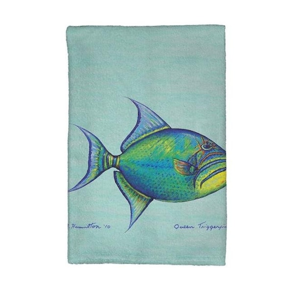 Betsy Drake Betsy Drake KT114C Trigger Fish - Teal Kitchen Towel - KT114C
