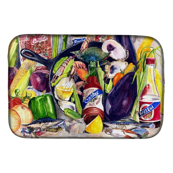Carolines Treasures Crystal Hot Sauce With Camellia Beans & Black Skillet Dish Drying Mat - 8641DDM