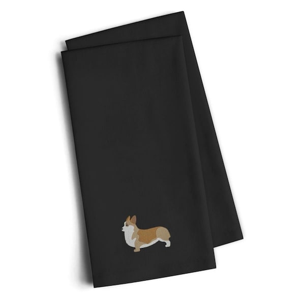 Carolines Treasures Corgi Black Embroidered Kitchen Towel, Set of 2 - BB3420BKTWE