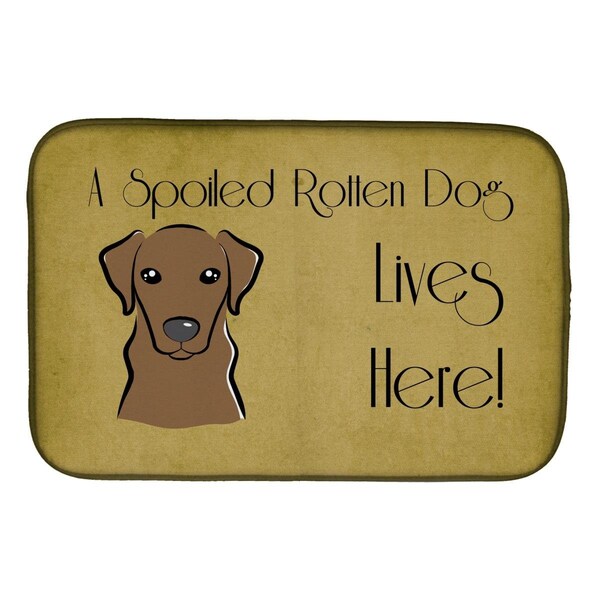Carolines Treasures Chocolate Labrador Spoiled Dog Lives Here Dish Drying Mat - BB1482DDM