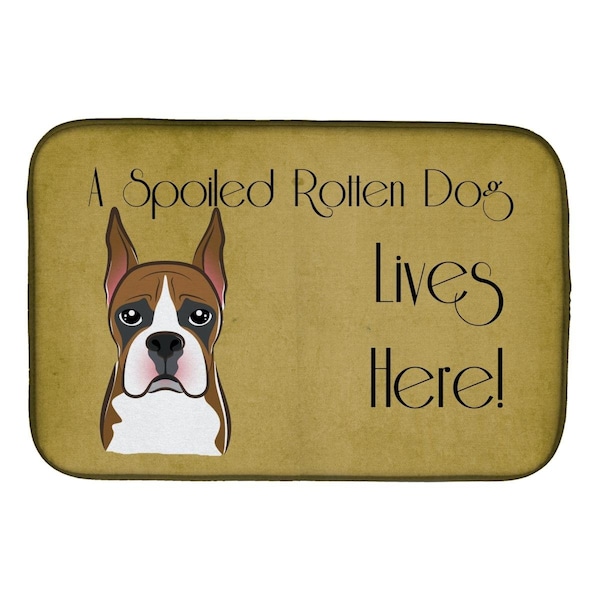 Carolines Treasures Boxer Spoiled Dog Lives Here Dish Drying Mat - BB1471DDM