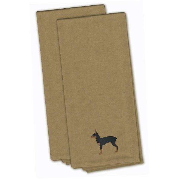 Carolines Treasures Toy Fox Terrier Tan Embroidered Kitchen Towel - BB3387TNTWE