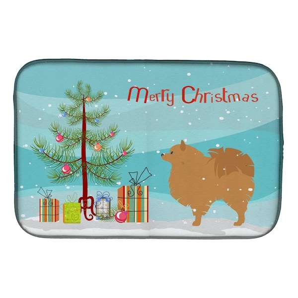Carolines Treasures Pomeranian Merry Christmas Tree Dish Drying Mat - BB2960DDM