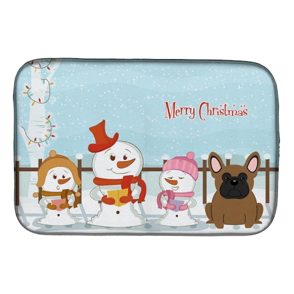 Carolines Treasures Merry Christmas Carolers French Bulldog Brown Dish Drying Mat - BB2344DDM