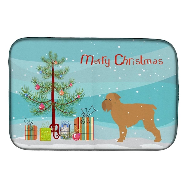 Carolines Treasures Brussels Griffon Merry Christmas Tree Dish Drying Mat - BB2958DDM