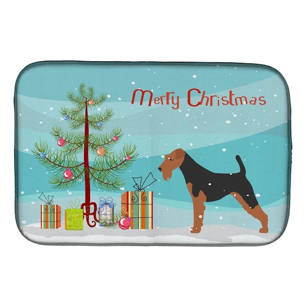 Carolines Treasures Welsh Terrier Merry Christmas Tree Dish Drying Mat - BB2903DDM