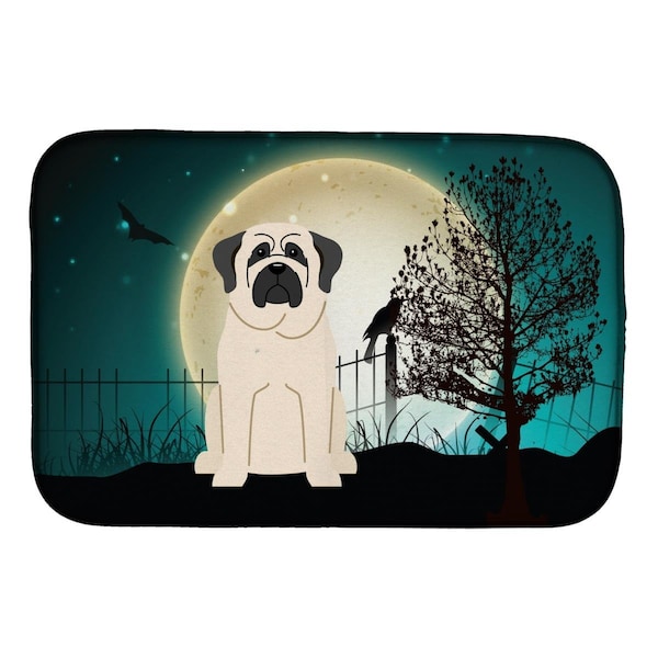 Carolines Treasures Halloween Scary Mastiff White Dish Drying Mat - BB2207DDM
