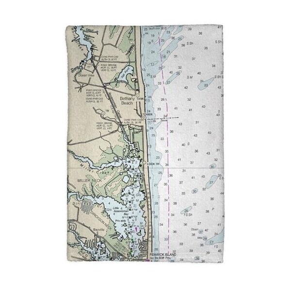 Betsy Drake Betsy Drake KT12214BB Bethany Beach; DE Nautical Map Kitchen Towel - KT12214BB