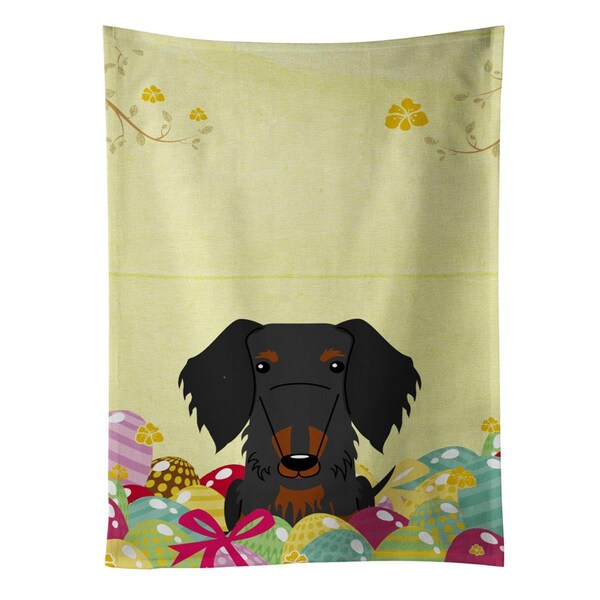 Carolines Treasures Easter Eggs Wire Haired Dachshund Black Tan Kitchen Towel - BB6127KTWL