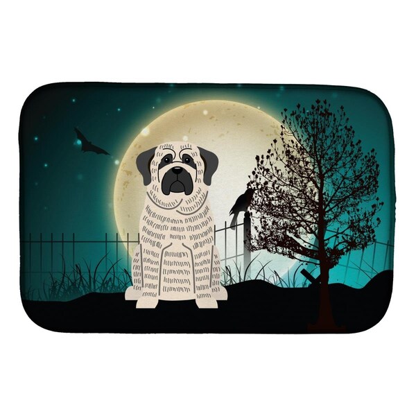 Carolines Treasures Halloween Scary Mastiff Brindle White Dish Drying Mat - BB2206DDM