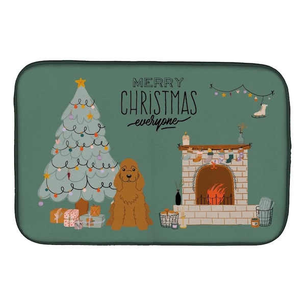 Carolines Treasures 14 x 21 in. Red Cocker Spaniel Christmas Everyone Dish Drying Mat - CK7658DDM