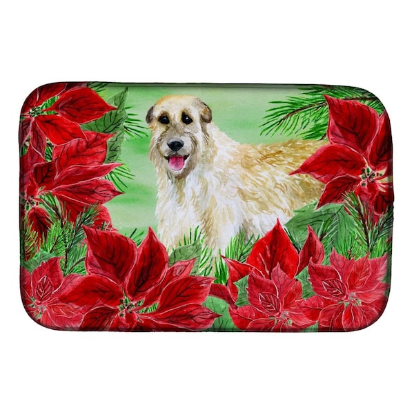 Carolines Treasures Irish Wolfhound Poinsettas Dish Drying Mat - CK1318DDM