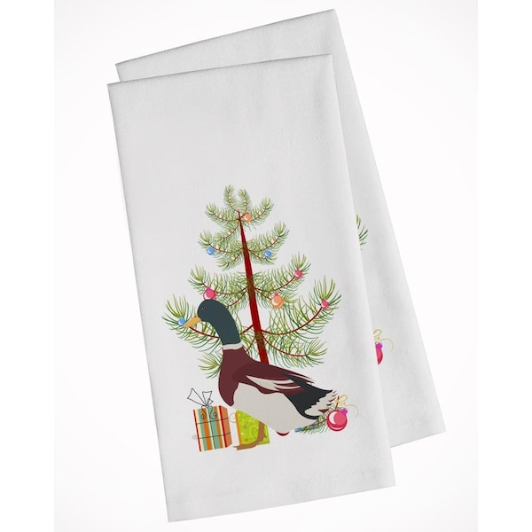 Carolines Treasures Rouen Duck Christmas White Kitchen Towel, 2PK - BB9223WTKT