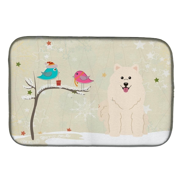 Carolines Treasures Christmas Presents Between Friends Samoyed Dish Drying Mat - BB2502DDM