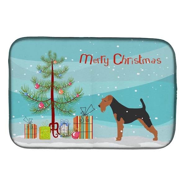 Carolines Treasures Airedale Terrier Merry Christmas Tree Dish Drying Mat - BB2975DDM