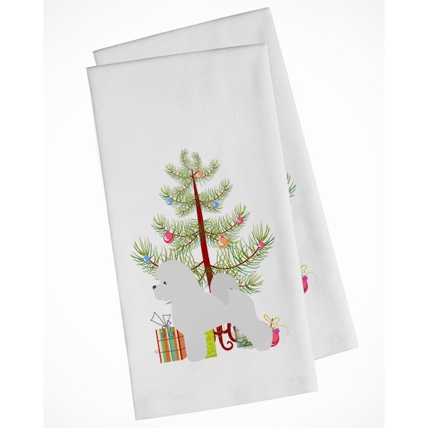Carolines Treasures Bichon Frise Merry Christmas Tree White Kitchen Towel, 2PK - BB2963WTKT