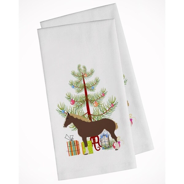 Carolines Treasures Percheron Horse Christmas White Kitchen Towel, 2PK - BB9273WTKT
