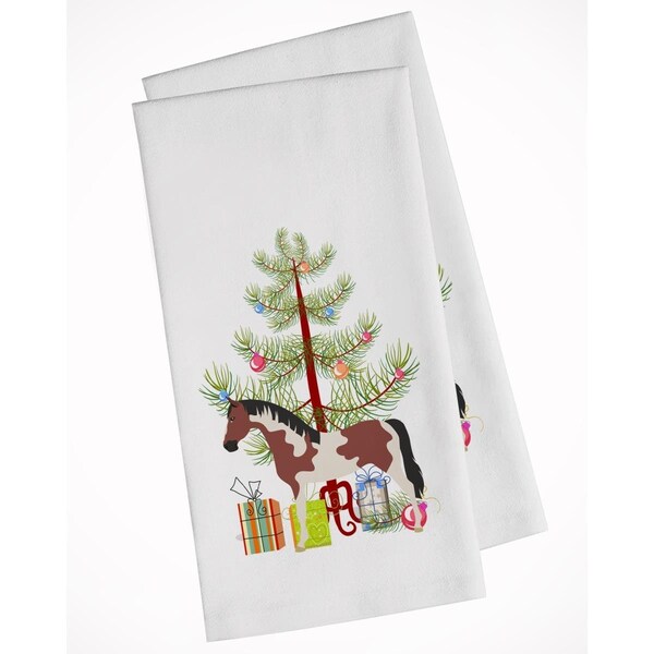 Carolines Treasures Pinto Horse Christmas White Kitchen Towel, 2PK - BB9274WTKT