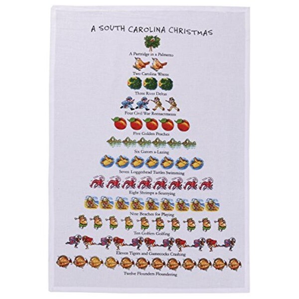 Kitchen Queen 18 x 26 in. A South Carolina Christmas Kitchen Towel, White, 6PK - KI3678856