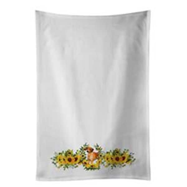 Carolines Treasures 28 x 19 in. Rhodesian Ridgeback in Sunflowers White Dish Towels Kitchen Towel, 2PK - CK2868WTKT