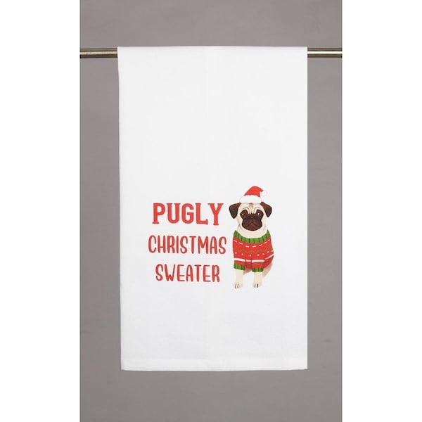 Tarifa 18 x 25 in. Pugly Christmas Sweater Kitchen Towel, 4PK - TA3679717