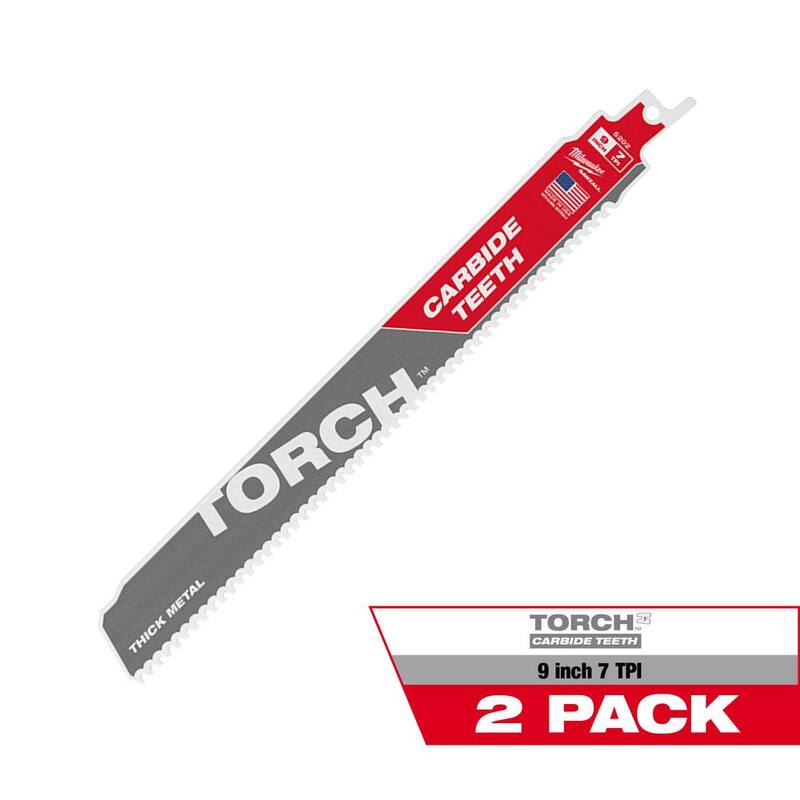 Milwaukee 9 pulgadas 8 TPI Hoja de sierra alternativa SAWZALL con dientes de carburo para corte de metal (paquete de 2) - 48-00-5202-48-00-5202