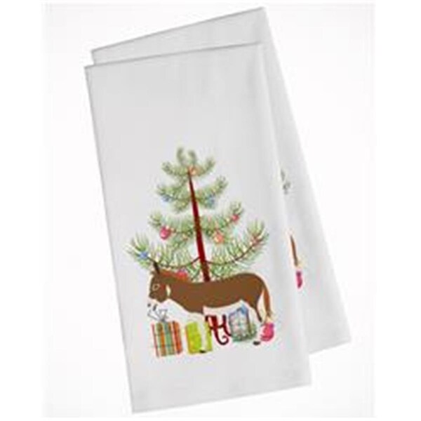 Carolines Treasures Miniature Mediterranian Donkey Christmas White Kitchen Towel, 2PK - BB9214WTKT