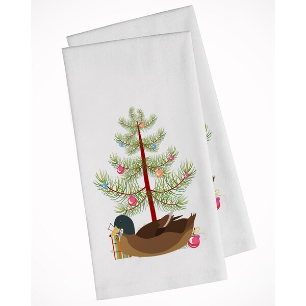 Carolines Treasures Khaki Campbell Duck Christmas White Kitchen Towel, 2PK - BB9233WTKT