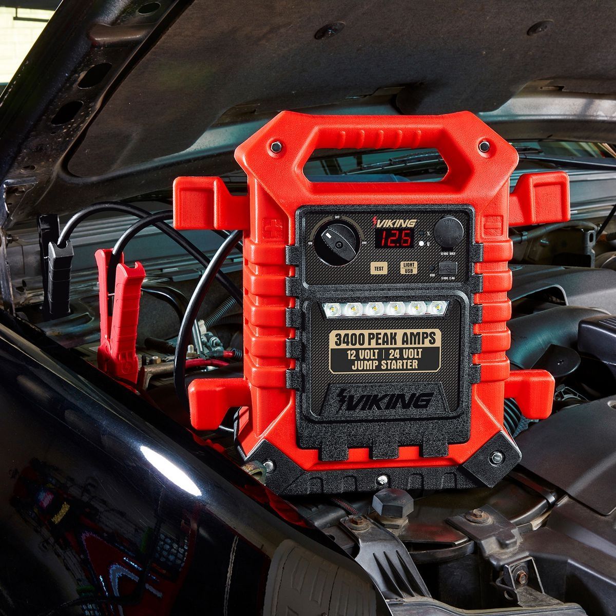 Arrancador de batería portátil y paquete de energía Viking 3400 Peak Amp Pro para automóviles - 57084