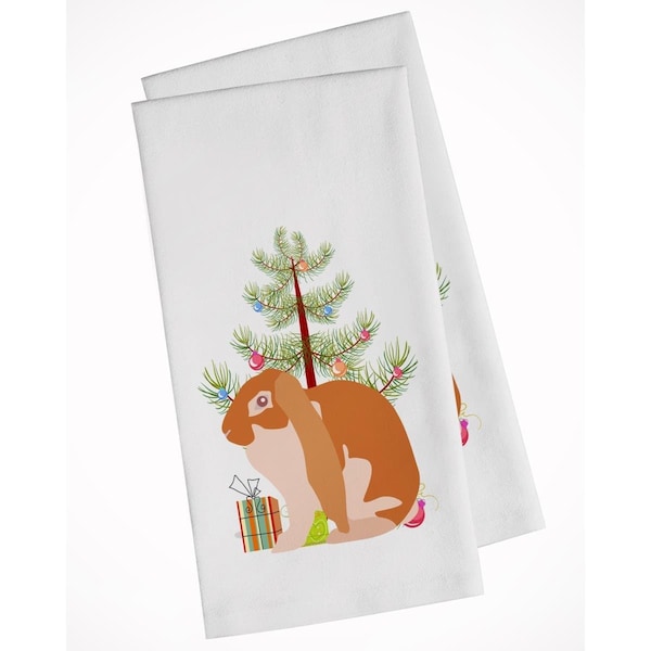Carolines Treasures English Lop Rabbit Christmas White Kitchen Towel, 2PK - BB9329WTKT