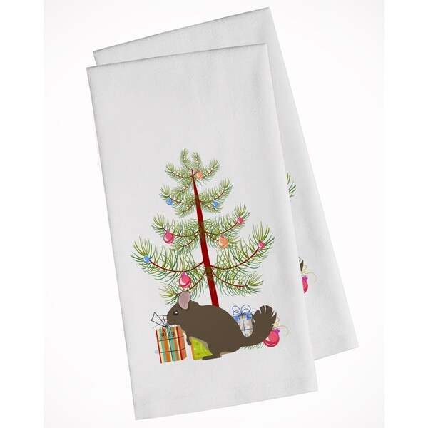 Carolines Treasures Chinchilla Christmas White Kitchen Towel, 2PK - BB9242WTKT