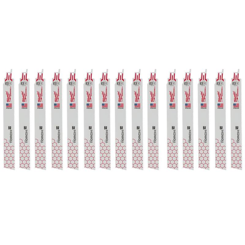 Milwaukee 9 pulgadas 10 TPI TORCH Hoja de sierra recíproca de corte para metal grueso BiMetal SAWZALL (paquete de 15) - 48-00-5713S-48-00-5713S-48-00-5713S