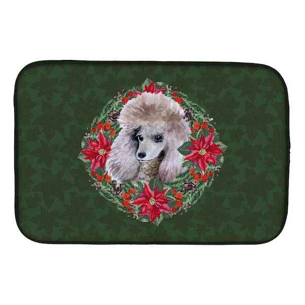Carolines Treasures Poodle Poinsetta Wreath Dish Drying Mat - CK1531DDM