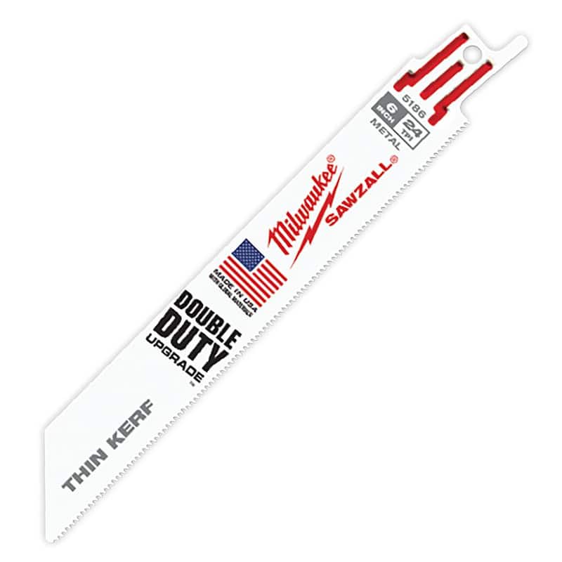 Milwaukee 6 pulgadas 24 TPI Cuchillas para sierra de vaivén para corte de metal delgado (paquete de 100) - 48-01-6186-100X