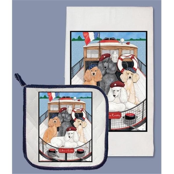 Pipsqueak Productions Pipsqueak Productions DP981B Poodle Dish Towel And Pot Holder Set - DP981B