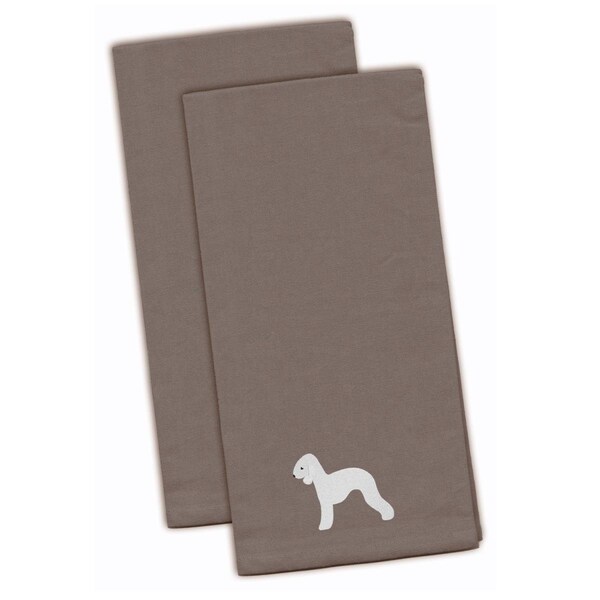 Carolines Treasures Bedlington Terrier Gray Embroidered Kitchen Towel - BB3394GYTWE