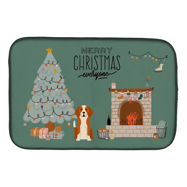 Carolines Treasures 14 x 21 in. English Foxhound Christmas Everyone Dish Drying Mat - CK7673DDM