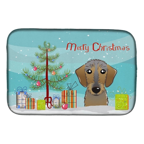 Carolines Treasures Christmas Tree & Wirehaired Dachshund Dish Drying Mat - BB1605DDM