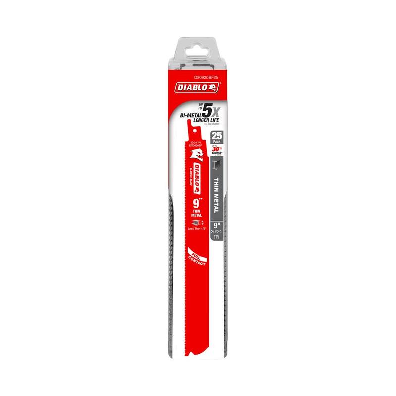 DIABLO 9 pulgadas 20/24 TPI Hojas de sierra recíproca bimetálicas para metal delgado - DS0920BF25