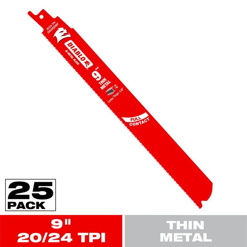 DIABLO 9 pulgadas 20/24 TPI Hojas de sierra recíproca bimetálicas para metal delgado - DS0920BF25