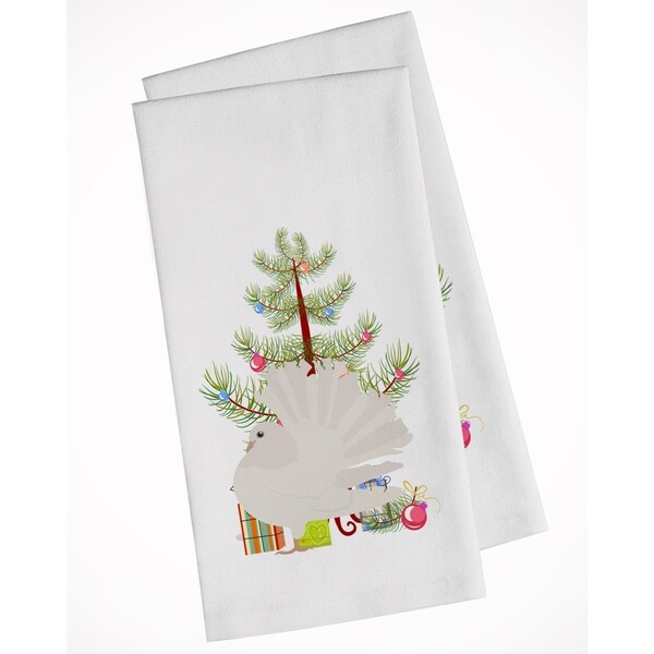 Carolines Treasures Silver Fantail Pigeon Christmas White Kitchen Towel, 2PK - BB9317WTKT