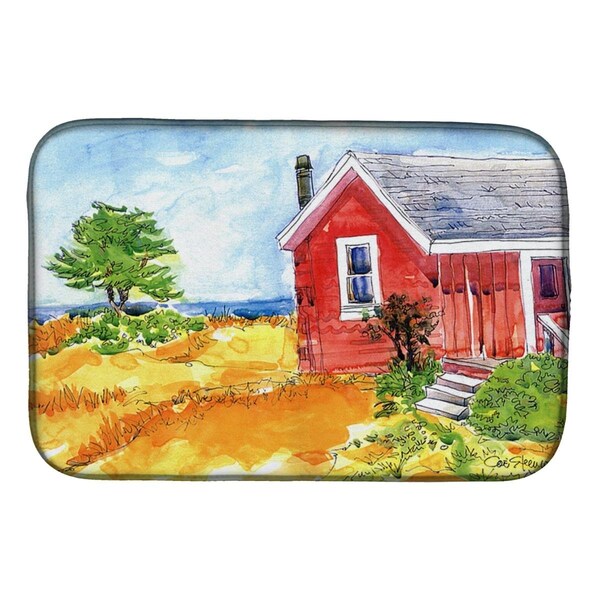 Carolines Treasures Old Red Cottage House at the Lake or Beach Dish Drying Mat - 6041DDM