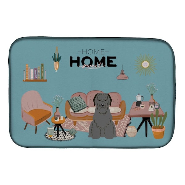 Carolines Treasures 14 x 21 in. Black Briard Sweet Home Dish Drying Mat - CK7926DDM