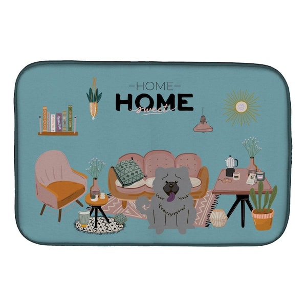 Carolines Treasures 14 x 21 in. Blue Chow Chow Sweet Home Dish Drying Mat - CK7984DDM