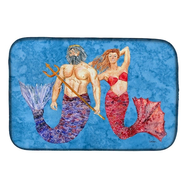 Carolines Treasures Mermaid & Merman Dish Drying Mat - 8801DDM