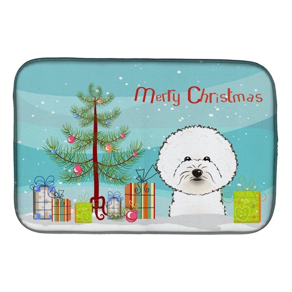 Carolines Treasures Christmas Tree & Bichon Frise Dish Drying Mat - BB1589DDM