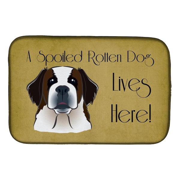 Carolines Treasures Saint Bernard Spoiled Dog Lives Here Dish Drying Mat - BB1494DDM